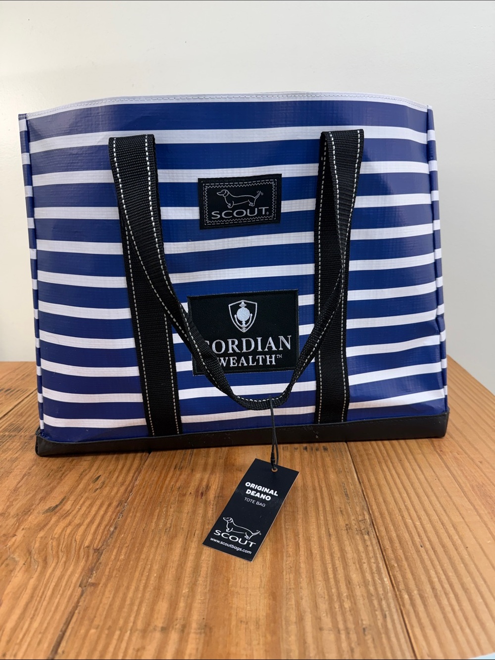 Scout Striped Tote in Navy, White and Black